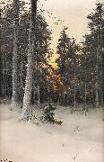 Mauritz Lindstrom Fox in Winter Forest France oil painting artist